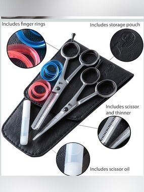 Glamtech One Professional Hairdressing Scissor & Thinner Set Stainless Steel 5"